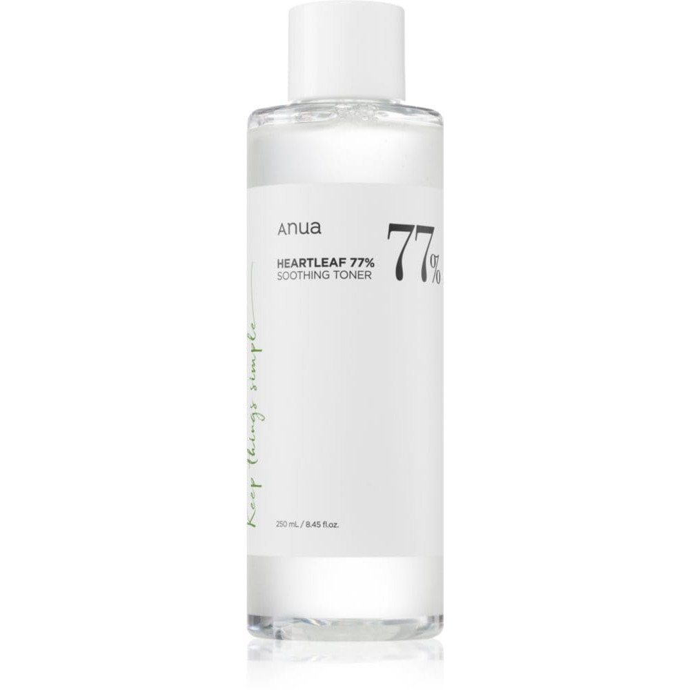 Anua Heartleaf 77 Soothing Toner clear bottle with white label
