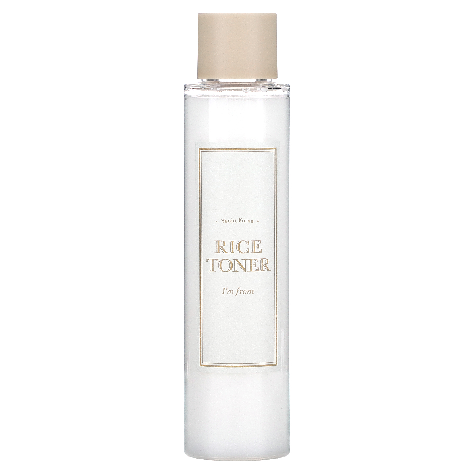 I'm From Rice Toner clear bottle with beige cap